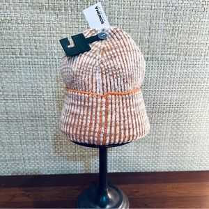 🌟2xHP🌟Burnt Orange & Cream Recycled Poly Blend Rib Knit Unisex Beanie OS